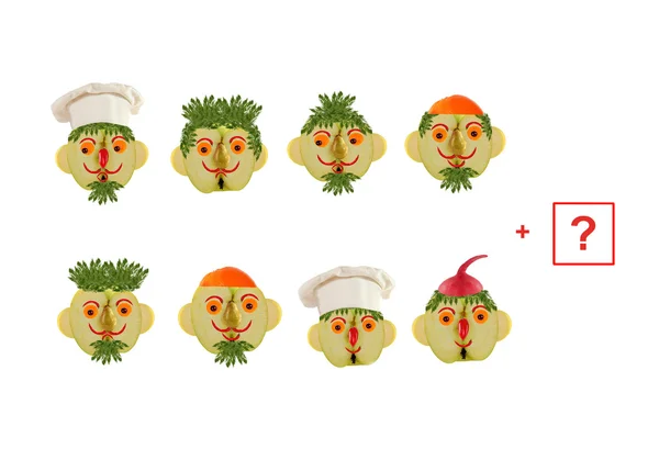 Caras de dibujos animados de verduras y frutas, como ilustración de ma — Foto de Stock