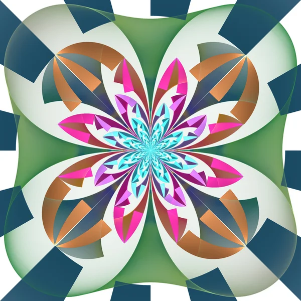 Multicolored symmetrical pattern with geometrical ornament. Artw — Stock Photo, Image