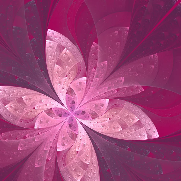 Красивый диагональный фрактальный цветок или бабочка в витраже — стоковое фото