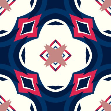 Basit trend simetrik geometrik desen. Moda tasarımı ve ev dekorasyonu için harika. Tekstil, seramik fayanslar, goblen, halı, battaniye, yatak örtüsü, kumaş, duvar kağıtları için şablon.