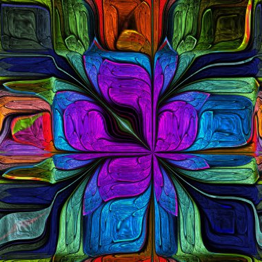 Çok renkli Soyut Şekil Çiçek. Modern sanat. Yaratıcı tasarım, sanat ve eğlence için sanat.