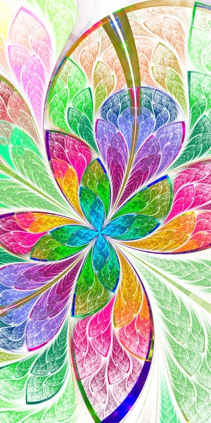 Різнокольорова Красива Фрактальна Квітка Вітражному Стилі Можете Використовувати Його Запрошень — стокове фото