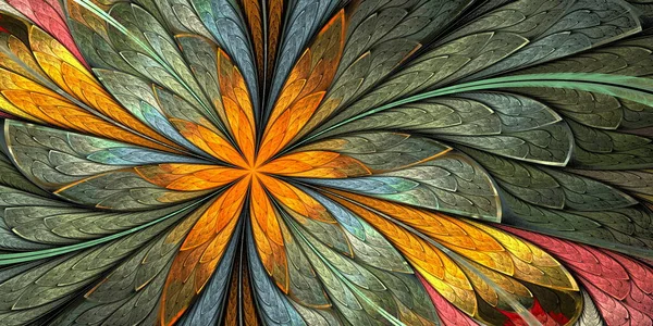 Multicolored Beautiful Fractal Flower Stained Glass Window Style You Can Stock Photo