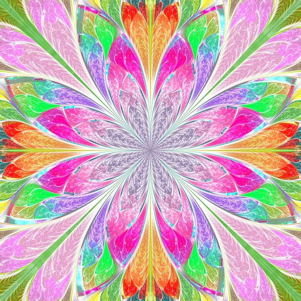 Multicolored Beautiful Fractal Flower Stained Glass Window Style You Can — Stock Photo, Image
