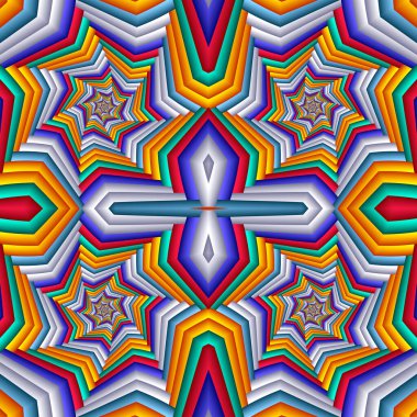 Çok renkli, soyut, şenlikli, canlı desen. Döşemeli etnik model. Geometrik mozaik. Duvar halısı, battaniye, yatak örtüsü, kumaş, seramik fayanslar, vitray, duvar kağıtları için harika.