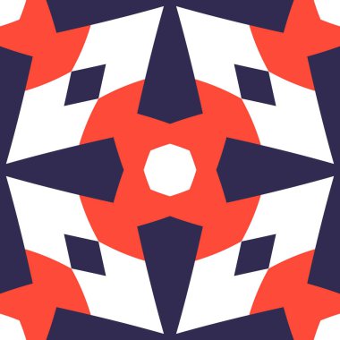 Basit trend simetrik geometrik desen. Moda tasarımı ve ev dekorasyonu için harika. Tekstil, seramik fayanslar, goblen, halı, battaniye, yatak örtüsü, kumaş, duvar kağıtları için şablon.