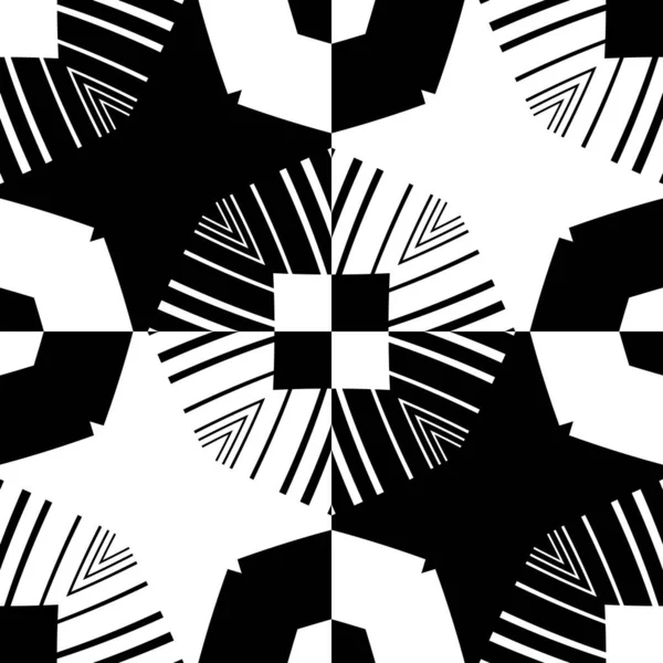 装飾的な幾何学的要素を持つ抽象パターン 黒と白の飾り モダンなスタイリッシュなテクスチャを繰り返します タペストリー カーペット ベッドスプレッド ファブリック セラミックタイル 枕のための素晴らしい — ストック写真