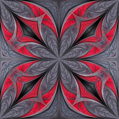 Güzel çiçek deseni. Kırmızı, gri. Vitray pencere, fayans, mozaik, seramik, defter kılıfları, telefon kılıfı, kartpostallar, duvar kağıtları için kullanabilirsiniz. Yaratıcı tasarım ve sanat eserleri.