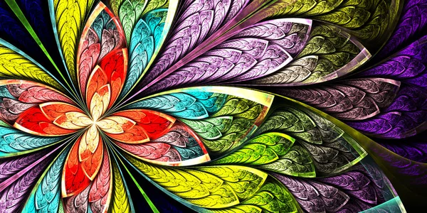 Multicolored Beautiful Fractal Flower Stained Glass Window Style You Can — Stock Photo, Image