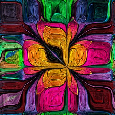 Çok renkli Soyut Şekil Çiçek. Modern sanat. Yaratıcı tasarım, sanat ve eğlence için sanat.