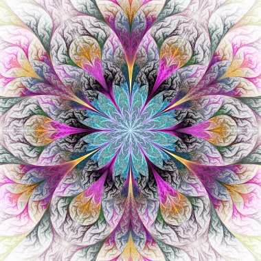 güzel fractal çiçek gri, mavi ve pembe. bilgisayar cins
