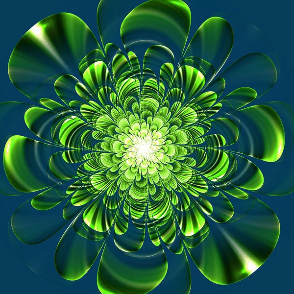 Beautiful green flower on blue background. Computer generated gr — Stock Photo, Image