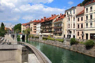 Ljubljana, Slovenya - Temmuz 2014 yaklaşık: eski şehir set LJ