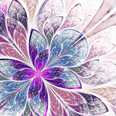 güzel fractal çiçek mavi ve mor. oluşturulan bilgisayar