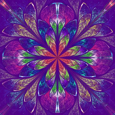 vitray pencere tarzı çok renkli güzel fractal.