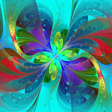 yeşil zemin çiçek çok renkli güzel fractal.