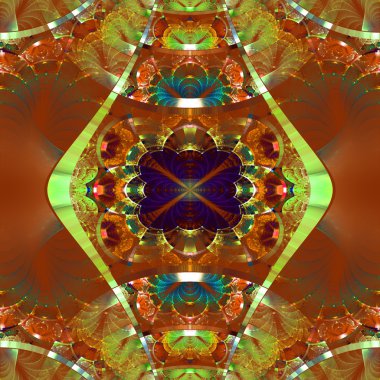 Parlak şeritli simetrik fraktal desen. Koleksiyon - yapay elmaslar