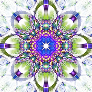 Parlak şeritli simetrik fraktal desen. Koleksiyon - yapay elmaslar.