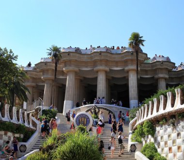 Barcelona, İspanya - 8 Temmuz: 8 Temmuz 2014 tarihinde ünlü park Güell