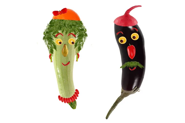 Roliga porträtt gjort??zucchini, aubergine och frukter — Stockfoto