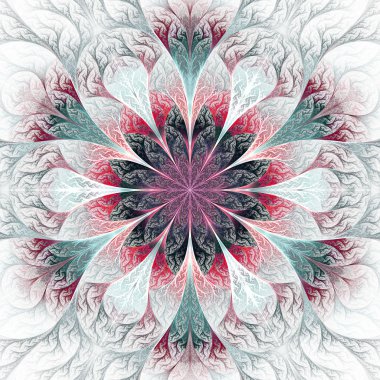 gri, pembe ve mavi güzel fractal çiçek. bilgisayar cins