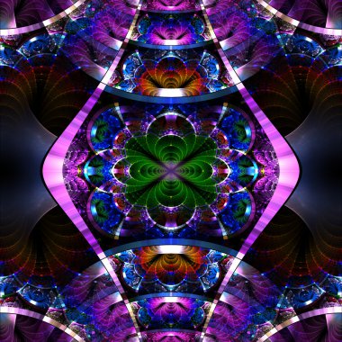 parlak şeritler ile simetrik fraktal desen. koleksiyon - rhi