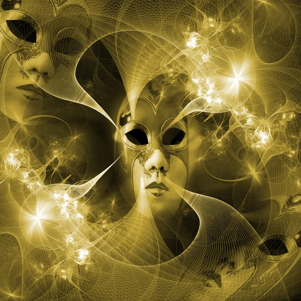 Surreal carnival mask and fractal pattern from a grid and bright — Stock Photo, Image