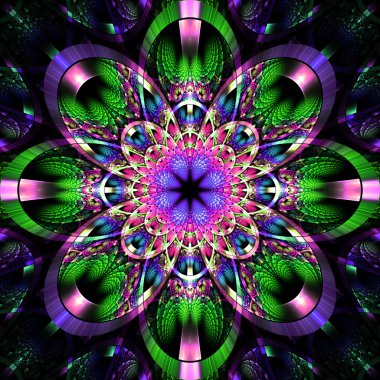 parlak şeritler ile simetrik fraktal desen. koleksiyon - rhi