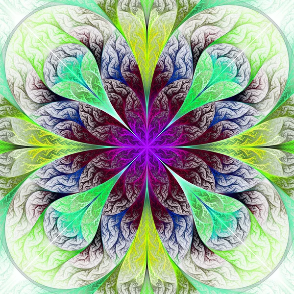 Beautiful fractal flower in blue and green. Computer generated g — Stock Photo, Image