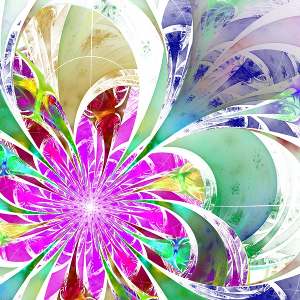 花の背景。紫と緑のパレット。フラクタル デザイン。com — ストック写真
