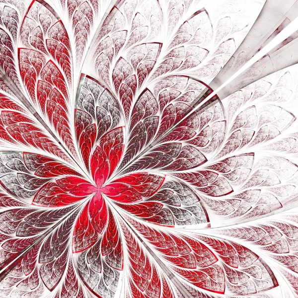 Symmetrical flower pattern in stained-glass window style. Red an — Stock Photo, Image