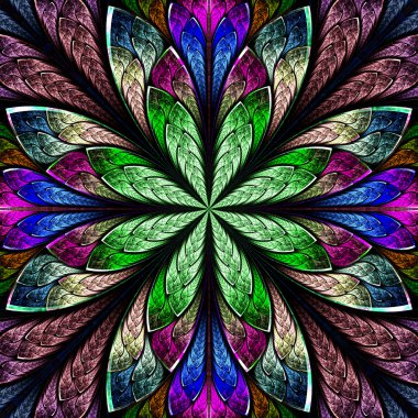 çok renkli güzel fractal vitray pencere stili. comp