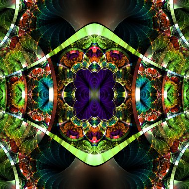 parlak şeritler ile simetrik fraktal desen. koleksiyon - rhi