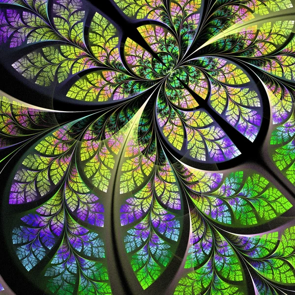 Fabulous fractal pattern in blue, green and yellow. Collection - — Stock Photo, Image