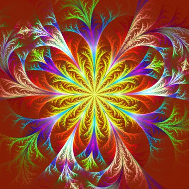 Güzel renkli fraktal çiçek. Koleksiyon - soğuk esen