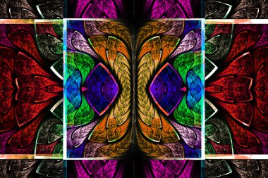 Vitray styl simetrik çok renkli geometrik desen