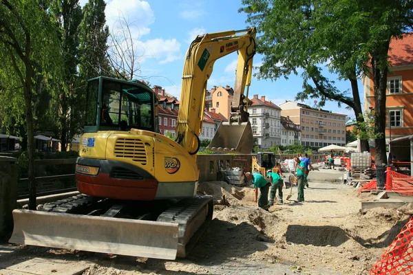 LJUBLJANA, SLOVENIA - CIRCA JULY 2014: Construction works on the — Stock Photo, Image