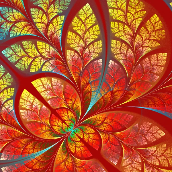 Fabulous fractal pattern in yellow and red. Collection - tree fo — Stock Photo, Image