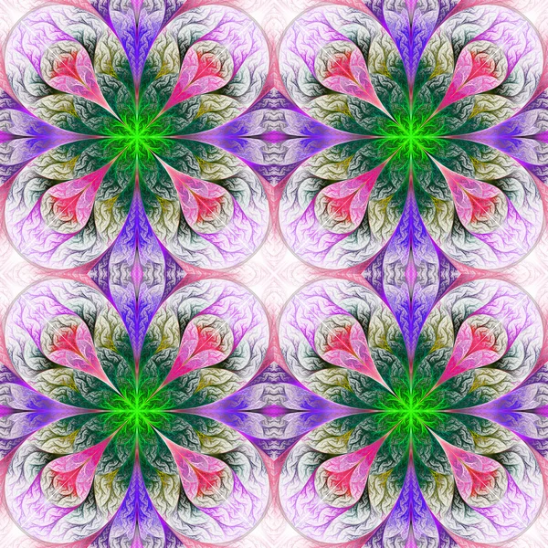 ピンク、青、緑の 4 つのフラクタルからパターン。コンピューター ge — ストック写真