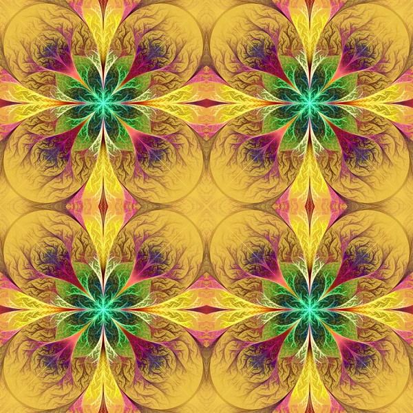 Pattern from fractal flowes in yellow and green. Computer genera — Stock Photo, Image