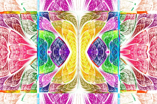 Patrón geométrico simétrico multicolor en estilo vidriera — Foto de Stock