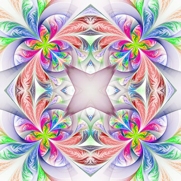 Symmetric multicolored fractal tracery. Collection - frosty patt — Stock Photo, Image