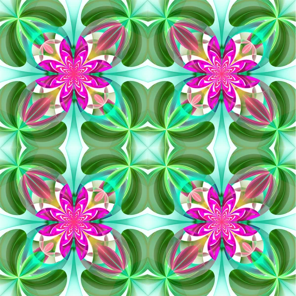 Motif symétrique des pétales de fleurs. Palette verte et violette — Photo