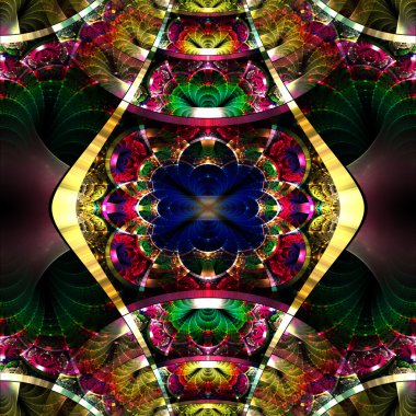 parlak şeritler ile simetrik fraktal desen. koleksiyon - rhi