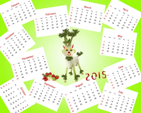 Calendario 2015. Cabra hecha de verduras — Foto de Stock