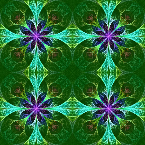 Patrón de flujos fractales en verde y azul. Generar ordenador —  Fotos de Stock