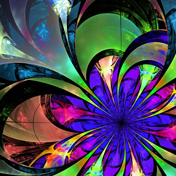 Fondo de flores. Paleta azul, morado y verde. Deseo fractal —  Fotos de Stock