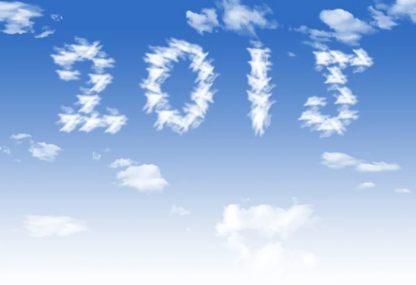 คลาวด์ 2015 รูปแบบสัญลักษณ์เหนือท้องฟ้าสีฟ้า — ภาพถ่ายสต็อก