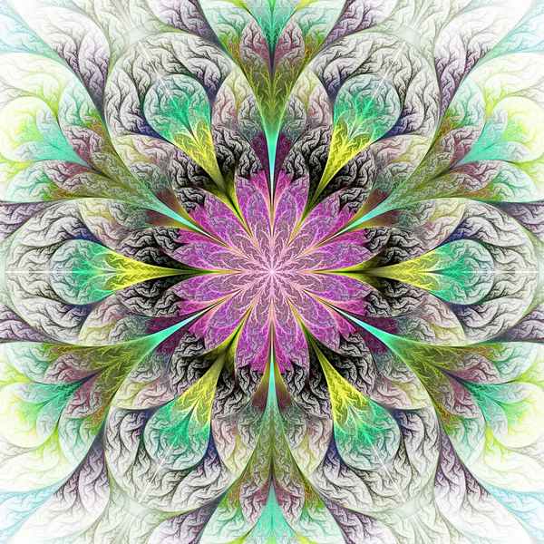 Beautiful fractal flower in gray, purple and green. Computer gen — Stock Photo, Image