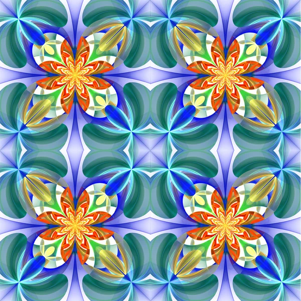 Symmetrical pattern of the flower petals. Blue and orange palett — Stock Photo, Image